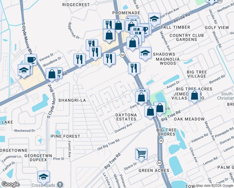 map of restaurants, bars, coffee shops, grocery stores, and more near 1 Concord Court in Daytona Beach