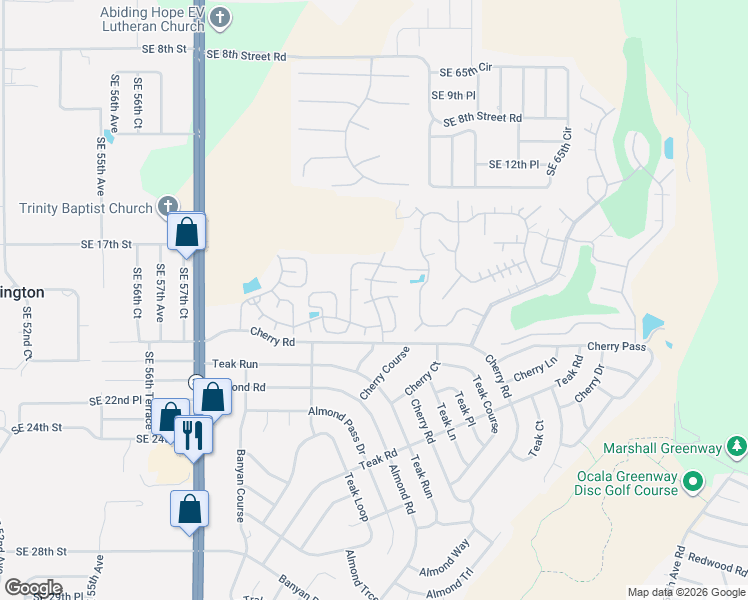 map of restaurants, bars, coffee shops, grocery stores, and more near 3337 Jasper Place in Ocala