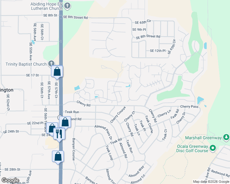 map of restaurants, bars, coffee shops, grocery stores, and more near 3337 Jasper Place in Ocala