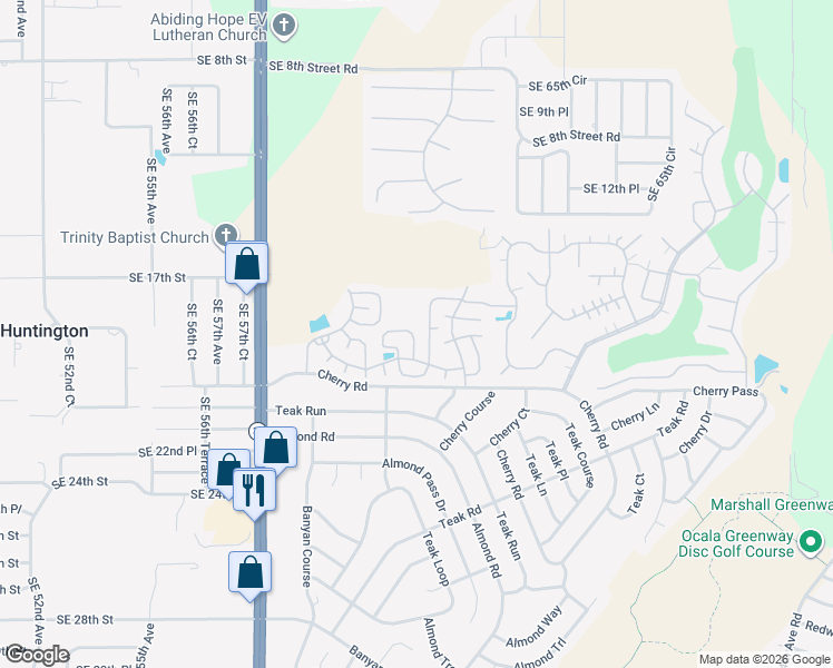 map of restaurants, bars, coffee shops, grocery stores, and more near 6300 Seminole Drive in Ocala