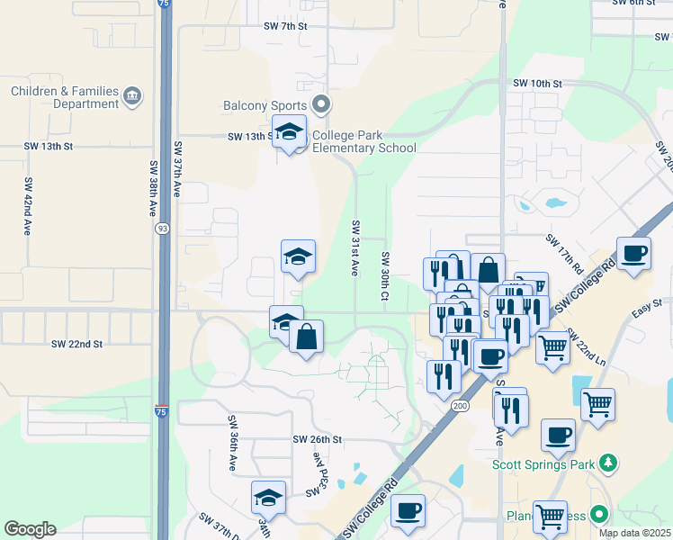 map of restaurants, bars, coffee shops, grocery stores, and more near 1920 Southwest 31st Avenue in Ocala