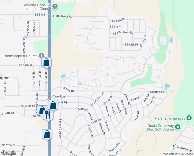 map of restaurants, bars, coffee shops, grocery stores, and more near 3337 Jasper Place in Ocala