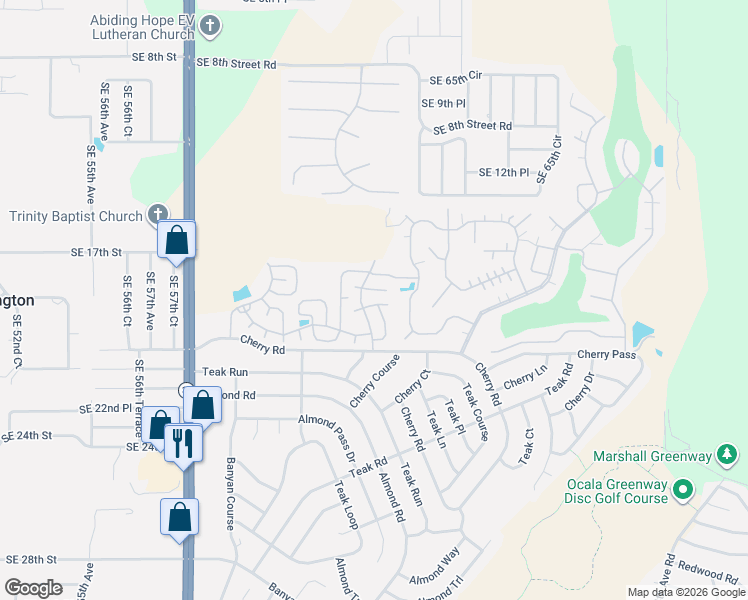 map of restaurants, bars, coffee shops, grocery stores, and more near 3337 Jasper Place in Ocala
