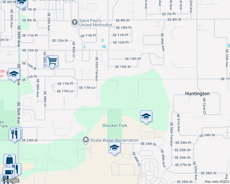map of restaurants, bars, coffee shops, grocery stores, and more near 4440 Southeast 17th Street in Ocala