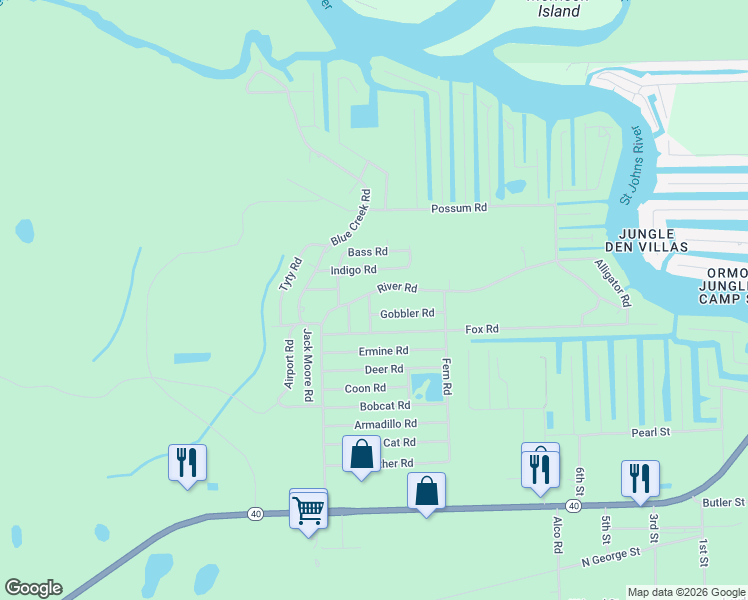 map of restaurants, bars, coffee shops, grocery stores, and more near 24008 River Road in Astor