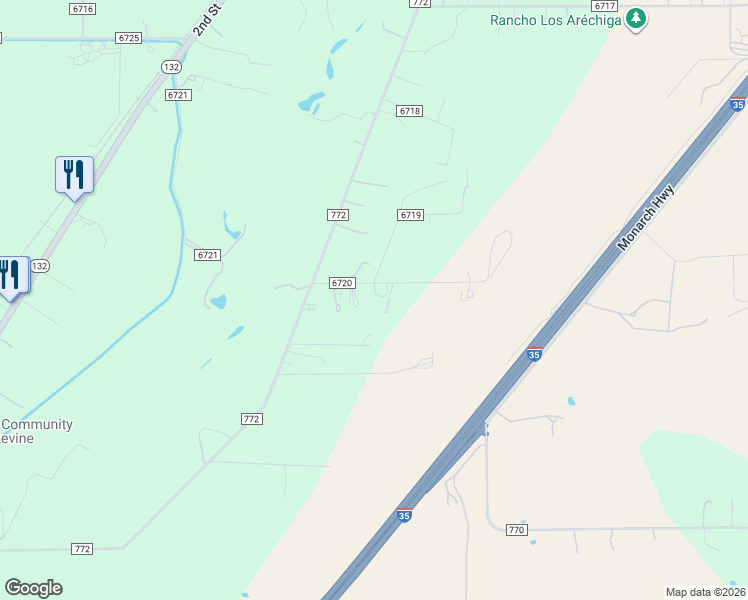 map of restaurants, bars, coffee shops, grocery stores, and more near 198 County Road 6720 in Natalia