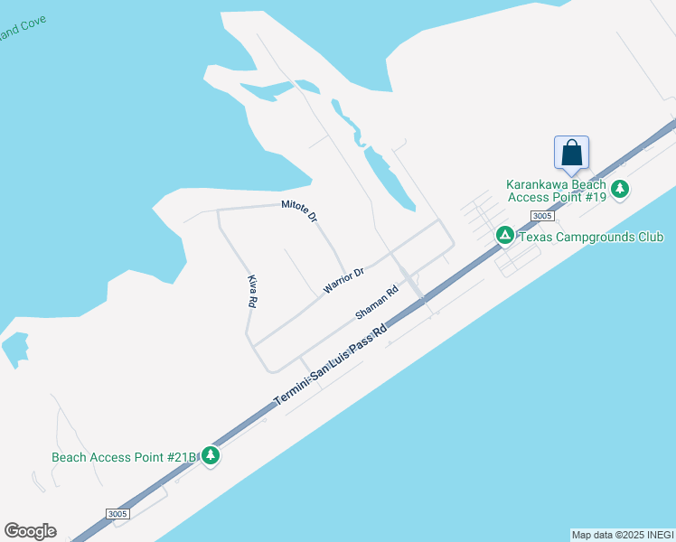 map of restaurants, bars, coffee shops, grocery stores, and more near 18602 Warrior Drive in Galveston