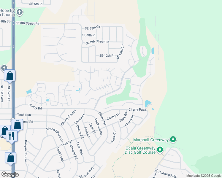 map of restaurants, bars, coffee shops, grocery stores, and more near 6769 Lakewood Drive in Ocala