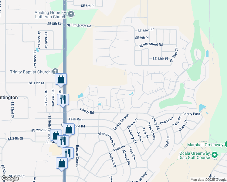 map of restaurants, bars, coffee shops, grocery stores, and more near 6300 Seminole Drive in Ocala