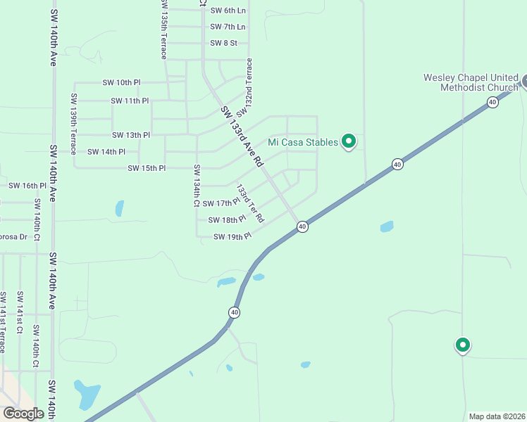 map of restaurants, bars, coffee shops, grocery stores, and more near 13290 Southwest 18th Street Road in Ocala