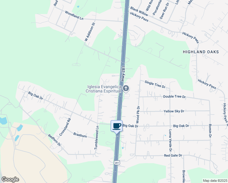 map of restaurants, bars, coffee shops, grocery stores, and more near 23791 U.S. 281 in San Antonio