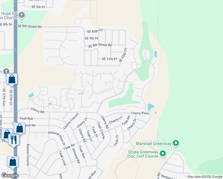 map of restaurants, bars, coffee shops, grocery stores, and more near 6769 Lakewood Drive in Ocala