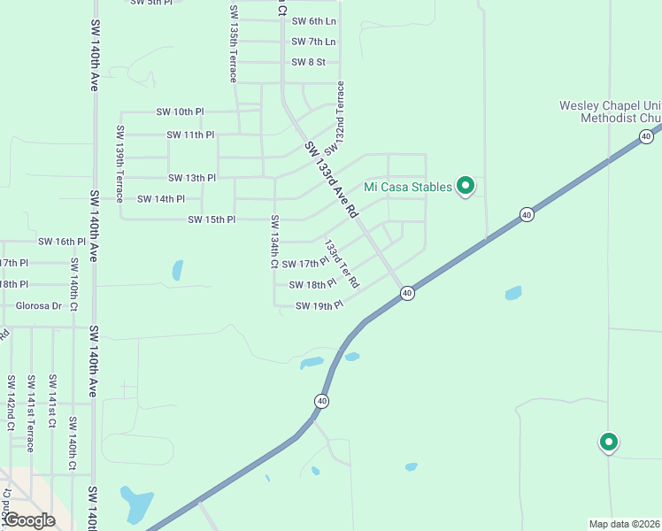 map of restaurants, bars, coffee shops, grocery stores, and more near 13290 Southwest 18th Street Road in Ocala