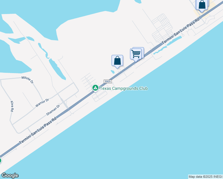 map of restaurants, bars, coffee shops, grocery stores, and more near 17818 Vera Cruz in Galveston