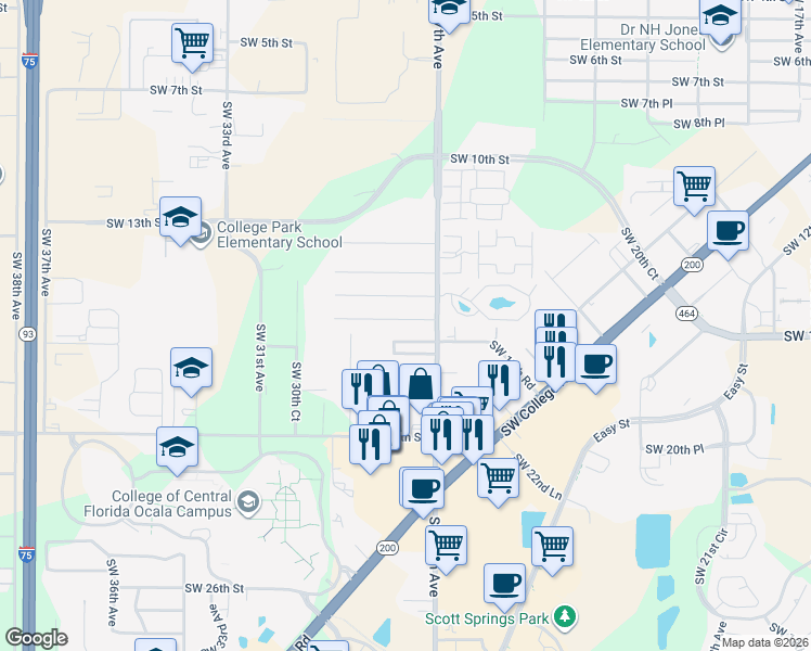 map of restaurants, bars, coffee shops, grocery stores, and more near 2714 Southwest 16th Place in Ocala