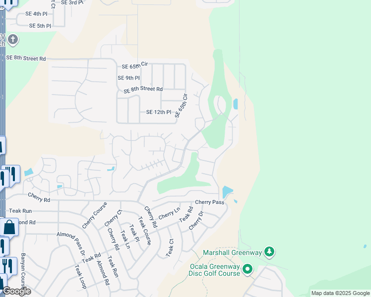 map of restaurants, bars, coffee shops, grocery stores, and more near 6913 Holyoke Court in Ocala