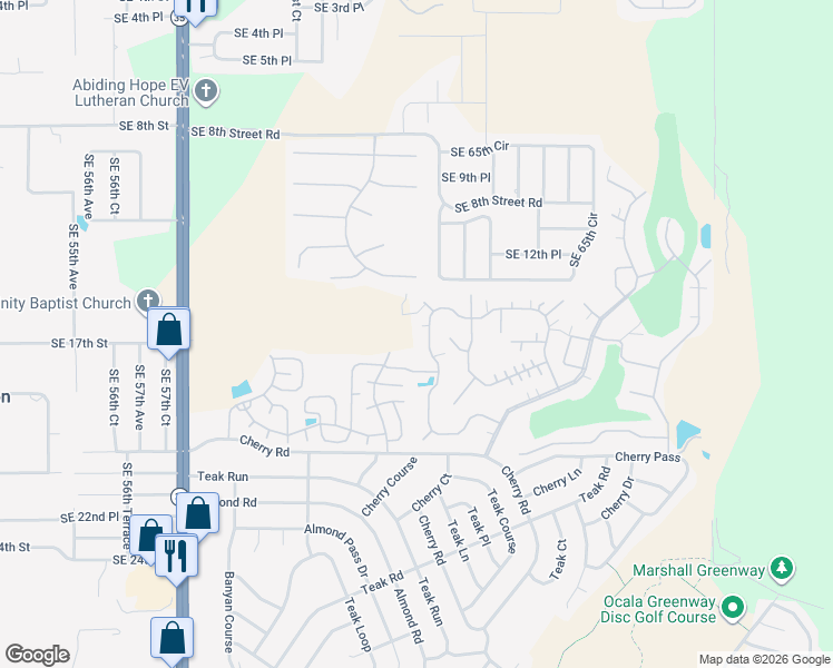 map of restaurants, bars, coffee shops, grocery stores, and more near 6503 Lakewood Drive in Ocala