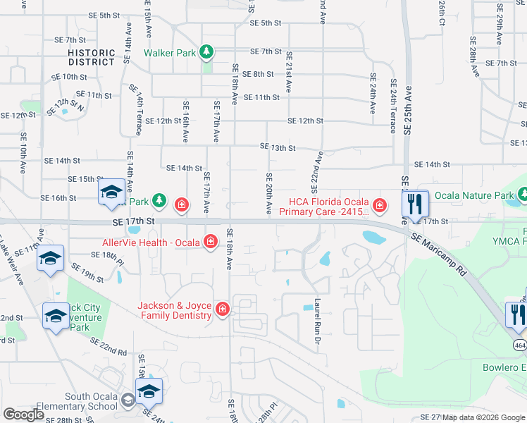 map of restaurants, bars, coffee shops, grocery stores, and more near 2008 Southeast 16th Lane in Ocala