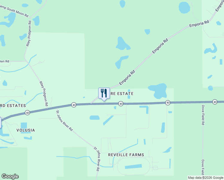 map of restaurants, bars, coffee shops, grocery stores, and more near 1363 Emporia Road in Pierson