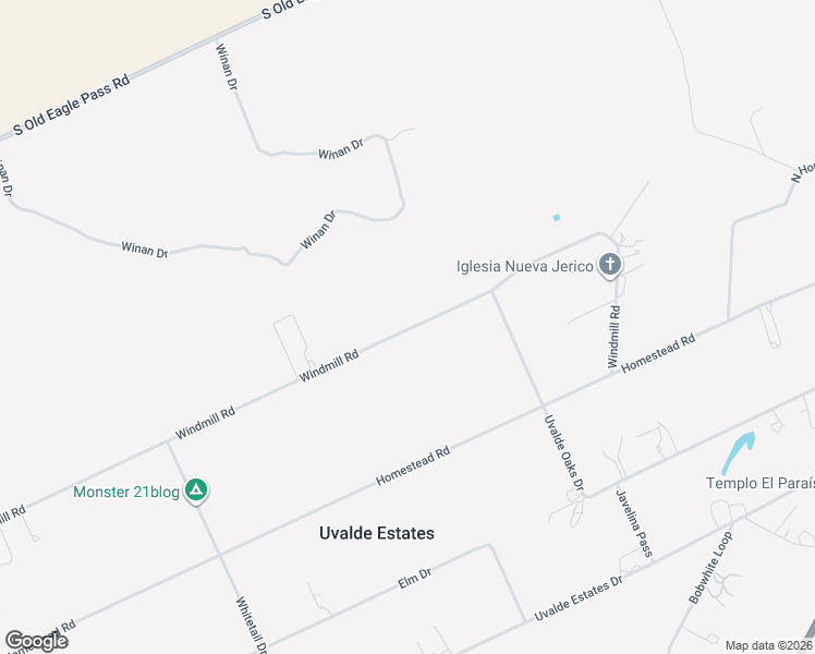 map of restaurants, bars, coffee shops, grocery stores, and more near 862 Windmill Road in Uvalde