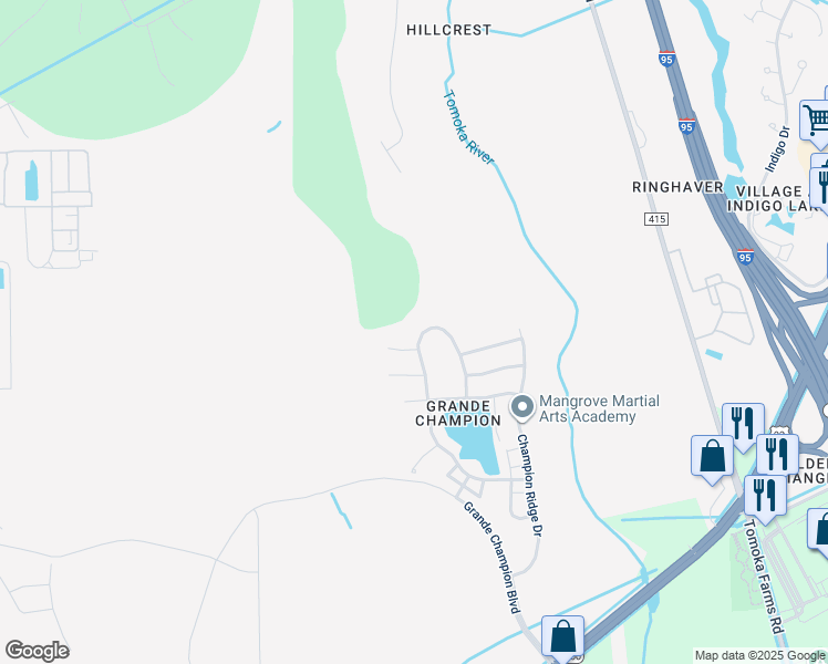 map of restaurants, bars, coffee shops, grocery stores, and more near 417 Grande Sunningdale Loop in Daytona Beach