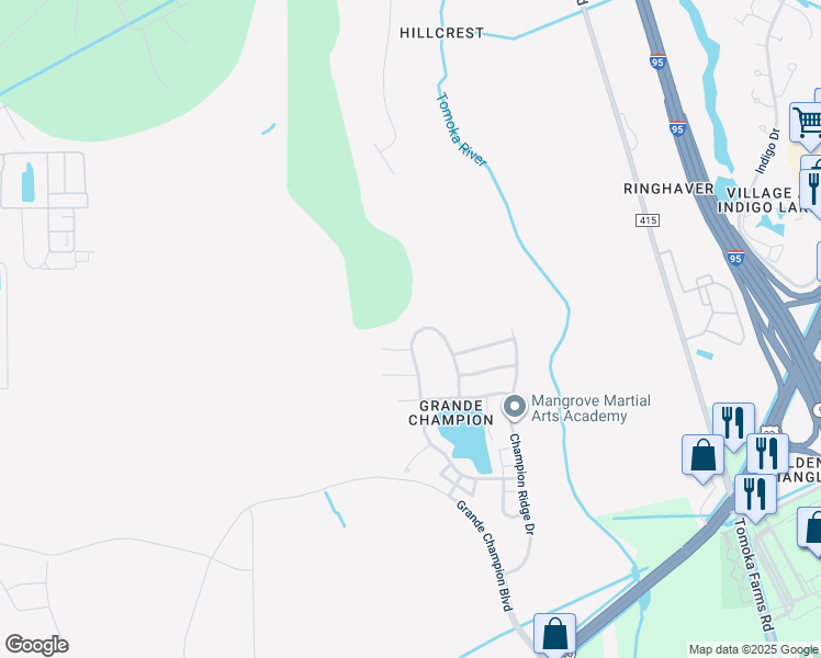 map of restaurants, bars, coffee shops, grocery stores, and more near 417 Grande Sunningdale Loop in Daytona Beach