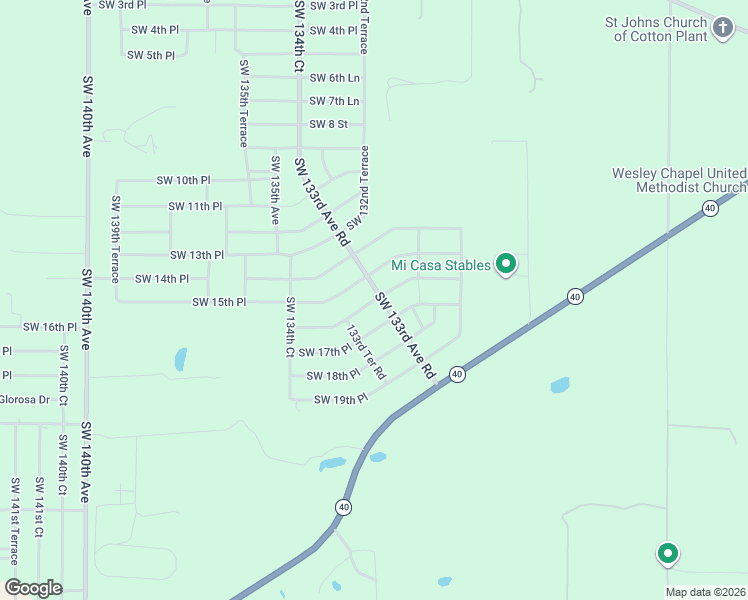 map of restaurants, bars, coffee shops, grocery stores, and more near Southwest 16th Street Road in Marion County