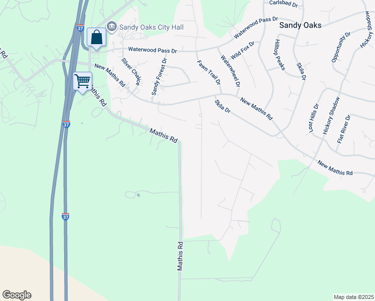map of restaurants, bars, coffee shops, grocery stores, and more near 23536 Mathis Road in Elmendorf