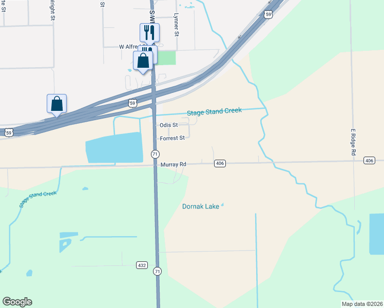map of restaurants, bars, coffee shops, grocery stores, and more near 1285 County Road 406 in El Campo