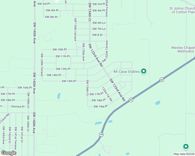 map of restaurants, bars, coffee shops, grocery stores, and more near 13361 Southwest 15th Street Road in Ocala