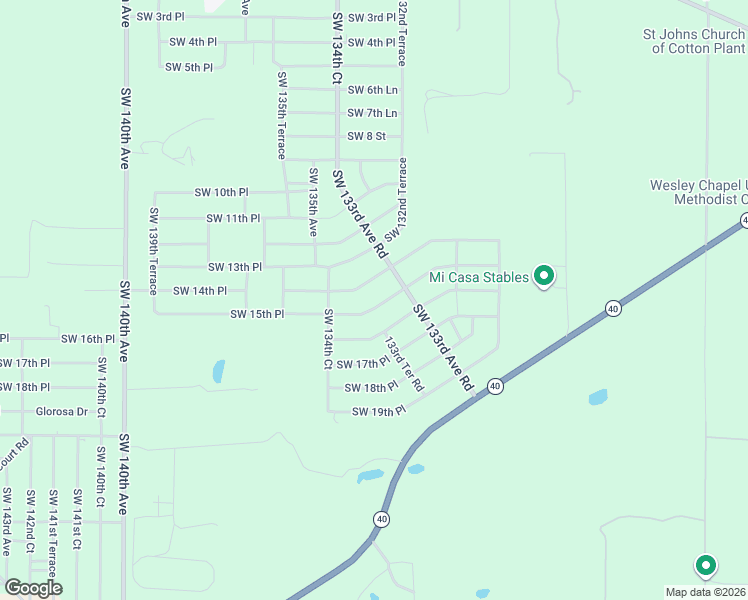 map of restaurants, bars, coffee shops, grocery stores, and more near 13361 Southwest 15th Street Road in Ocala