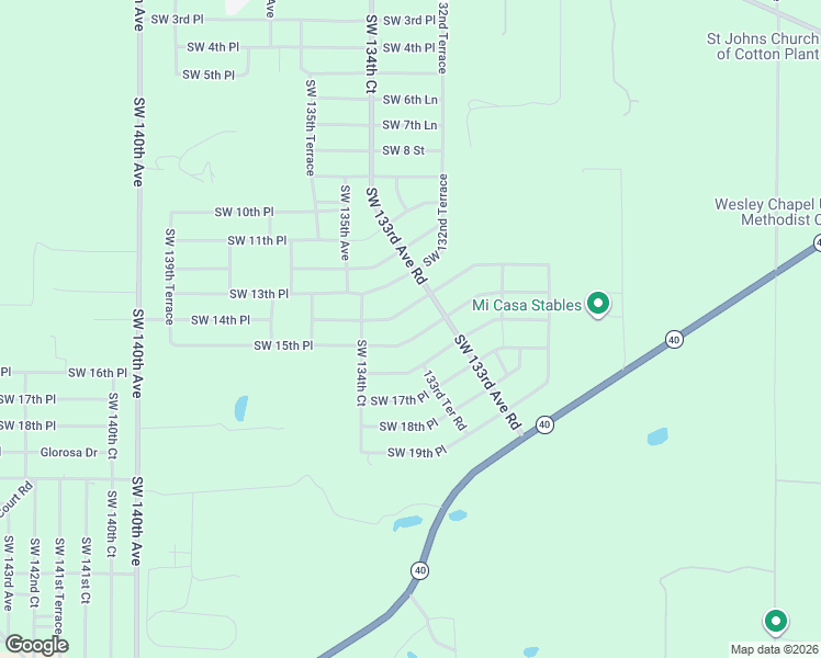 map of restaurants, bars, coffee shops, grocery stores, and more near 13361 Southwest 15th Street Road in Ocala