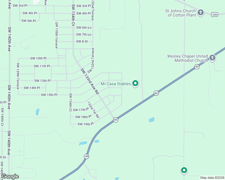 map of restaurants, bars, coffee shops, grocery stores, and more near 13110 Southwest 16th Street Road in Ocala