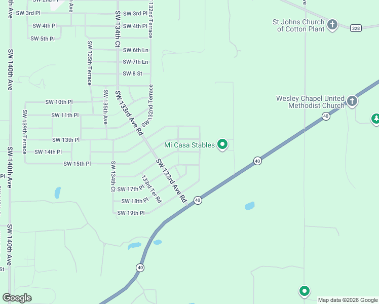 map of restaurants, bars, coffee shops, grocery stores, and more near 13110 Southwest 16th Street Road in Ocala
