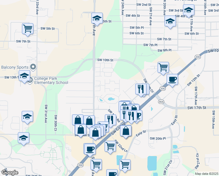 map of restaurants, bars, coffee shops, grocery stores, and more near 1601 Southwest 27th Avenue in Ocala