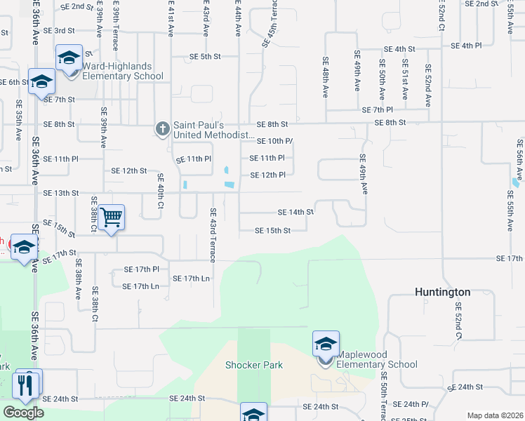 map of restaurants, bars, coffee shops, grocery stores, and more near 4503 Southeast 14th Street in Ocala