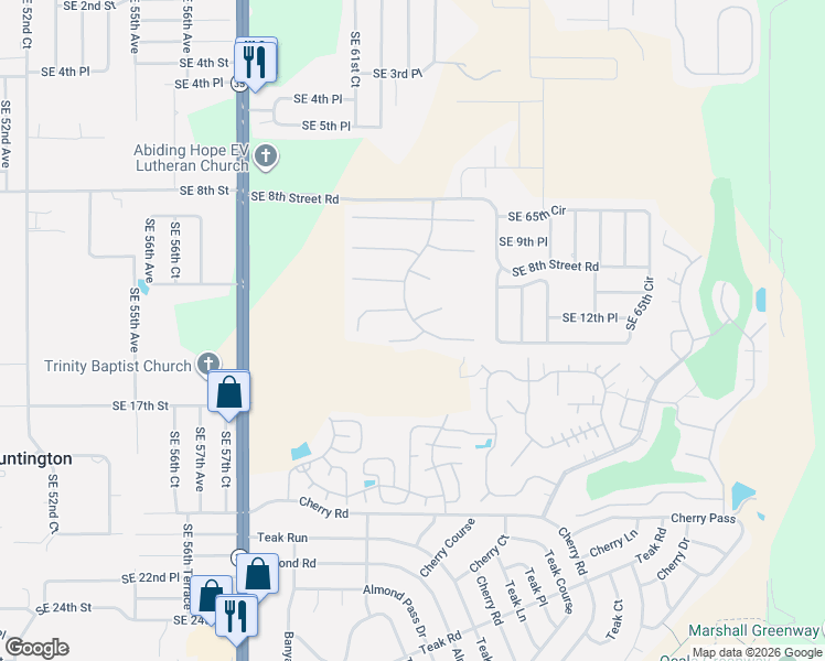 map of restaurants, bars, coffee shops, grocery stores, and more near 6280 Southeast 12th Place in Ocala