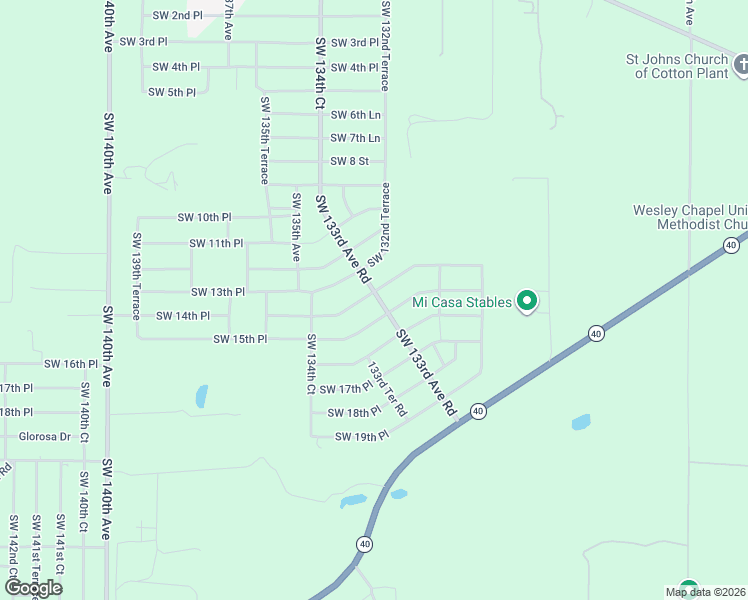 map of restaurants, bars, coffee shops, grocery stores, and more near 13250 Southwest 14th Street Road in Ocala