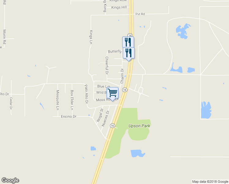 map of restaurants, bars, coffee shops, grocery stores, and more near 30 Wild Bee Drive in Von Ormy