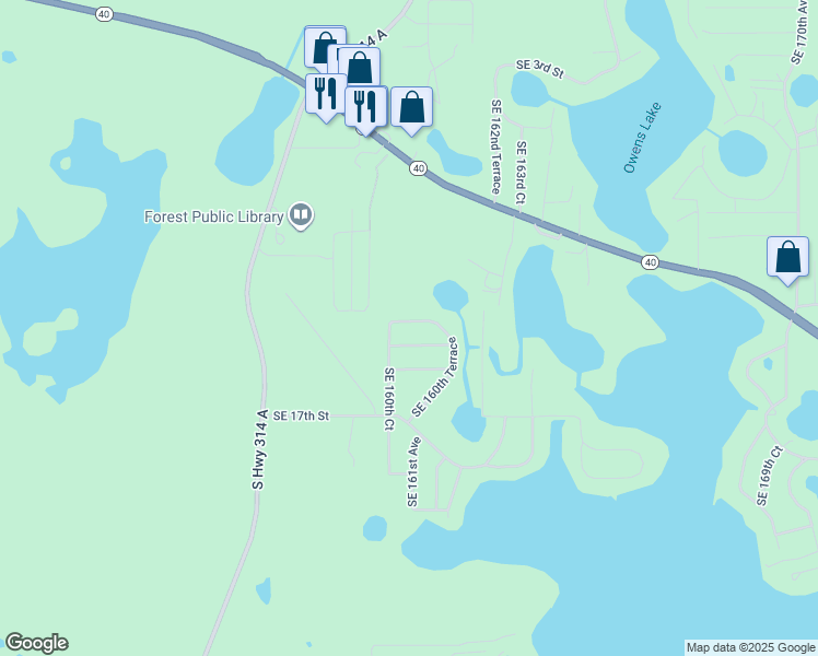 map of restaurants, bars, coffee shops, grocery stores, and more near 16100 Southeast 13th Street in Ocklawaha