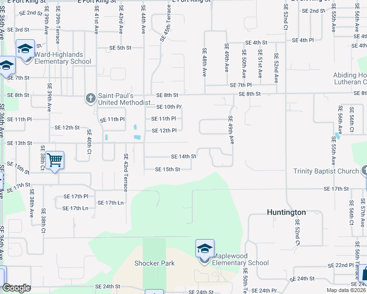 map of restaurants, bars, coffee shops, grocery stores, and more near 4604 Southeast 13th Street in Ocala