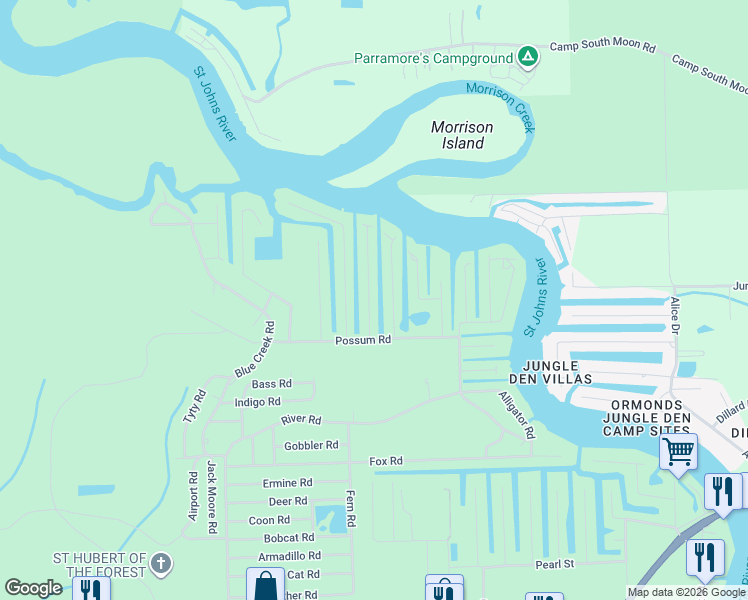 map of restaurants, bars, coffee shops, grocery stores, and more near 56310 Elm Road in Astor