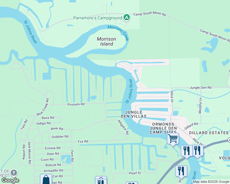 map of restaurants, bars, coffee shops, grocery stores, and more near 56247 Hazelnut Road in Astor
