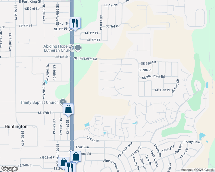 map of restaurants, bars, coffee shops, grocery stores, and more near 6200 Southeast 12th Place in Ocala