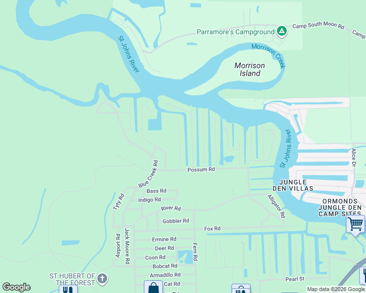 map of restaurants, bars, coffee shops, grocery stores, and more near 56251 Maple Road in Astor