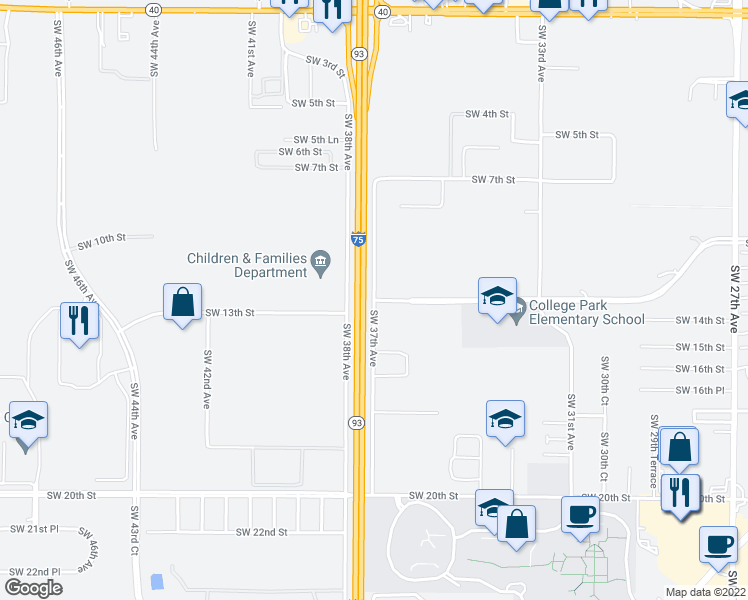 map of restaurants, bars, coffee shops, grocery stores, and more near 3801 SW 13th St in Ocala