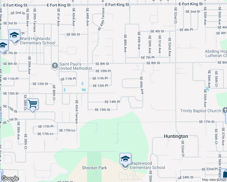 map of restaurants, bars, coffee shops, grocery stores, and more near 4604 Southeast 13th Street in Ocala