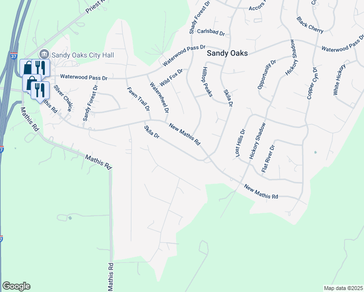 map of restaurants, bars, coffee shops, grocery stores, and more near 23230 Skila Drive in Elmendorf