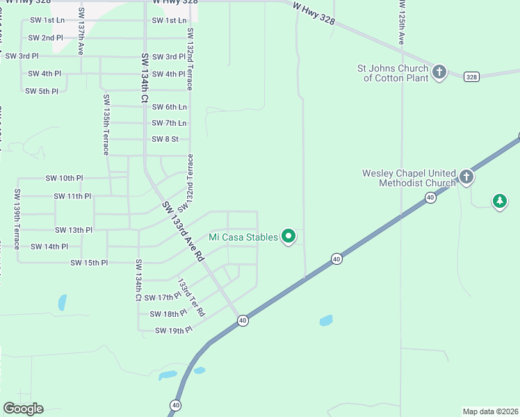 map of restaurants, bars, coffee shops, grocery stores, and more near 1307 Southwest 130th Court in Ocala