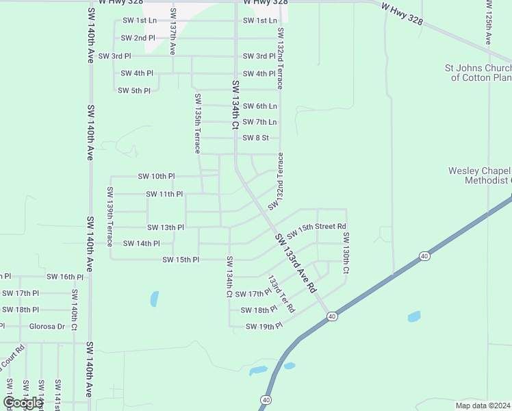map of restaurants, bars, coffee shops, grocery stores, and more near 1220 Southwest 133rd Avenue Road in Ocala